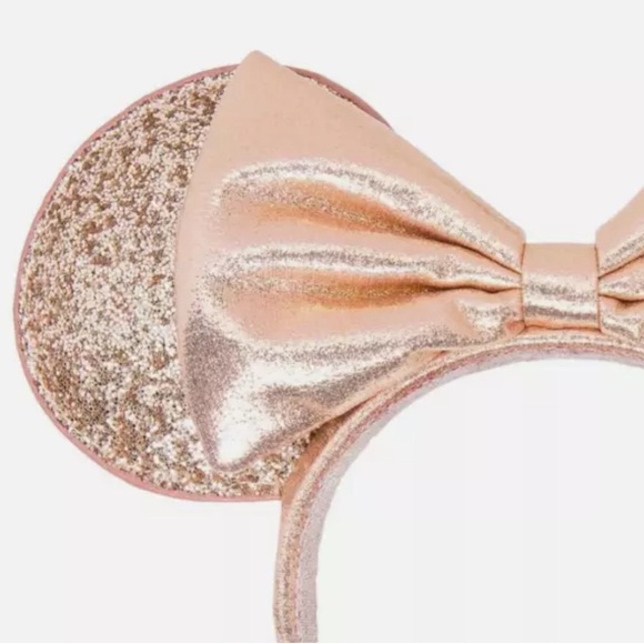 NEW! Disney Parks Minnie Mouse Ears Headband Glitter Rose Gold - Picture 2 of 5